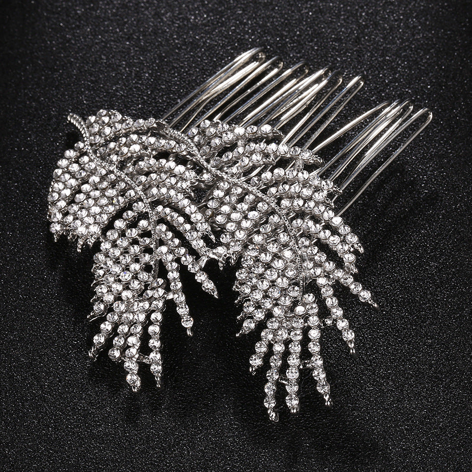 Alloy Hair Comb Insert Comb Exquisite Square Glass Rhinestone Bridal Hair Comb