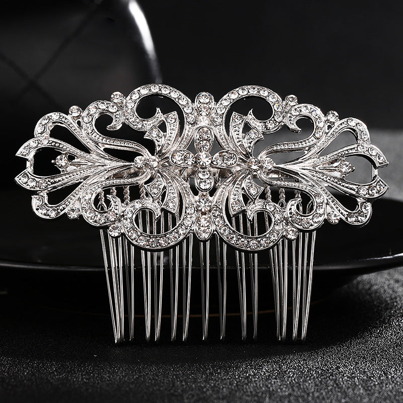Alloy Hair Comb Insert Comb Exquisite Square Glass Rhinestone Bridal Hair Comb