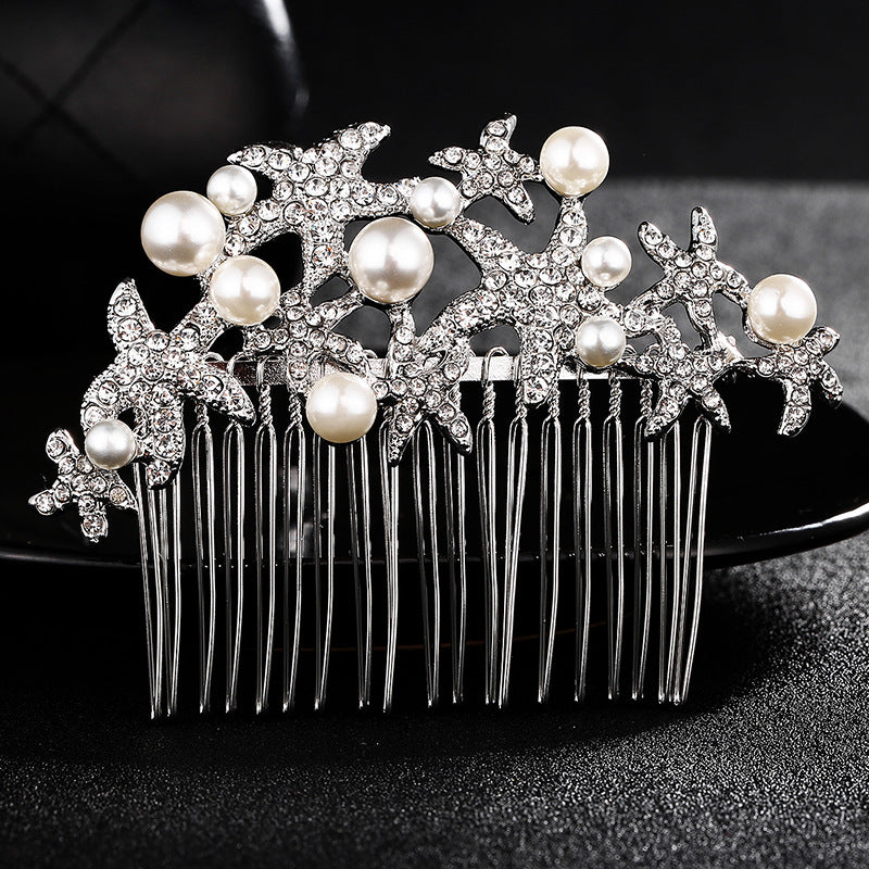 Alloy Hair Comb Insert Comb Exquisite Square Glass Rhinestone Bridal Hair Comb
