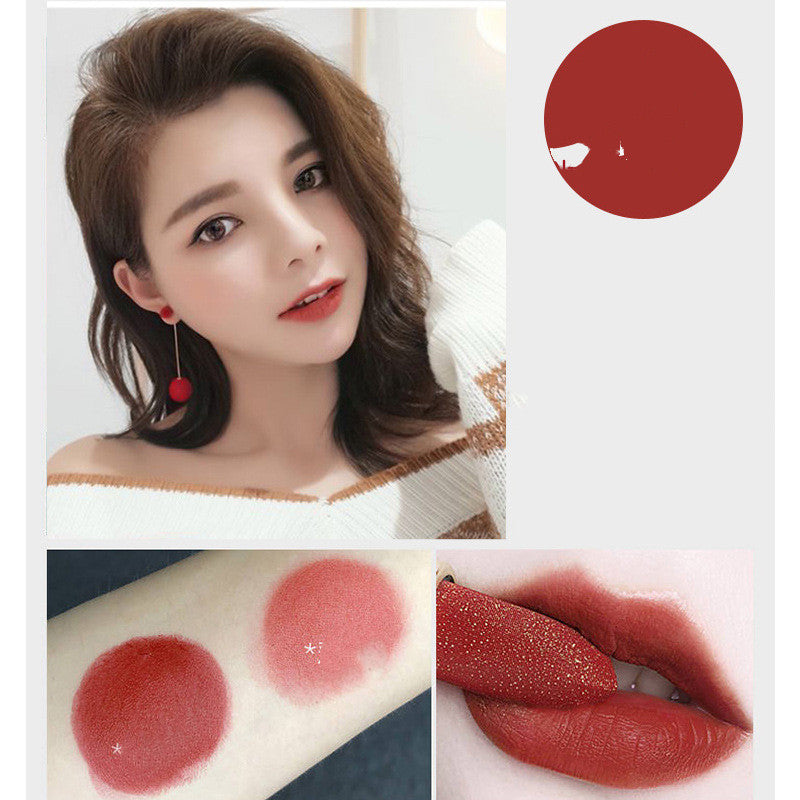 Star Small Gold Diamond Wire Velvet Mat Matte Mouth Red Makeup Long-Lasting Moisturizing