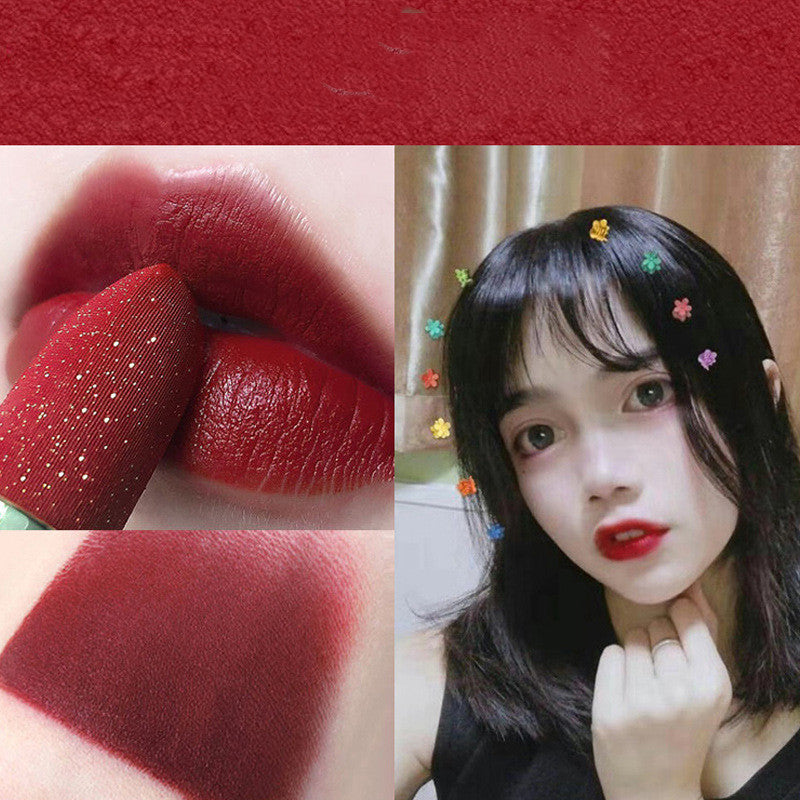 Star Small Gold Diamond Wire Velvet Mat Matte Mouth Red Makeup Long-Lasting Moisturizing