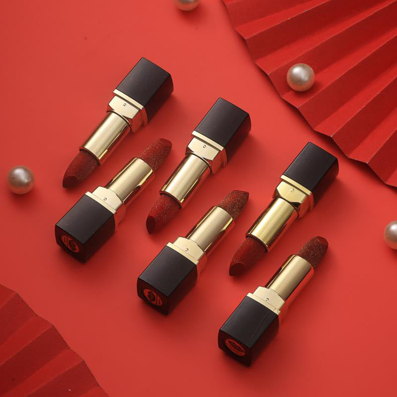 Star Small Gold Diamond Wire Velvet Mat Matte Mouth Red Makeup Long-Lasting Moisturizing