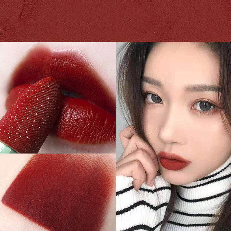 Star Small Gold Diamond Wire Velvet Mat Matte Mouth Red Makeup Long-Lasting Moisturizing