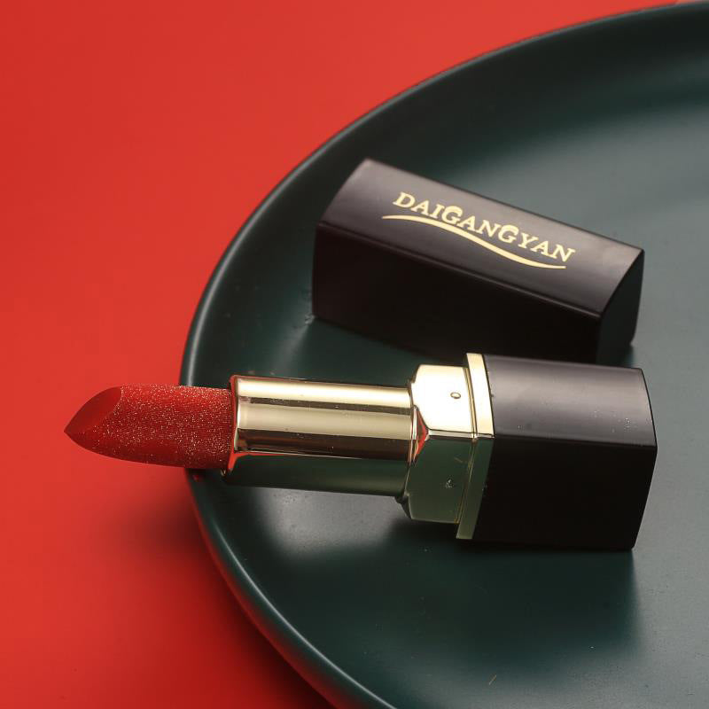Star Small Gold Diamond Wire Velvet Mat Matte Mouth Red Makeup Long-Lasting Moisturizing