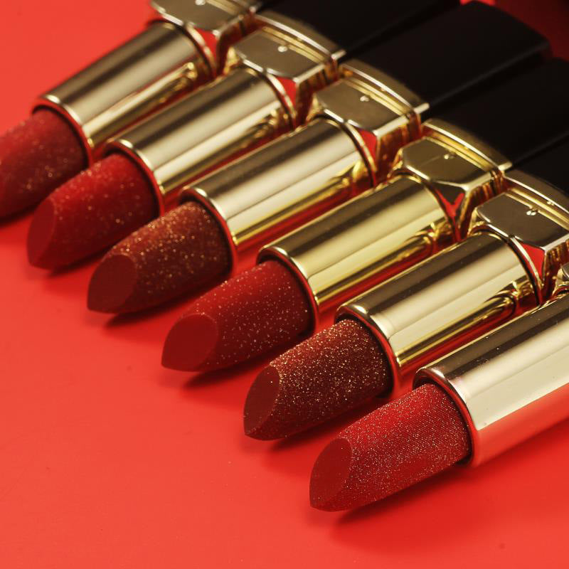 Star Small Gold Diamond Wire Velvet Mat Matte Mouth Red Makeup Long-Lasting Moisturizing