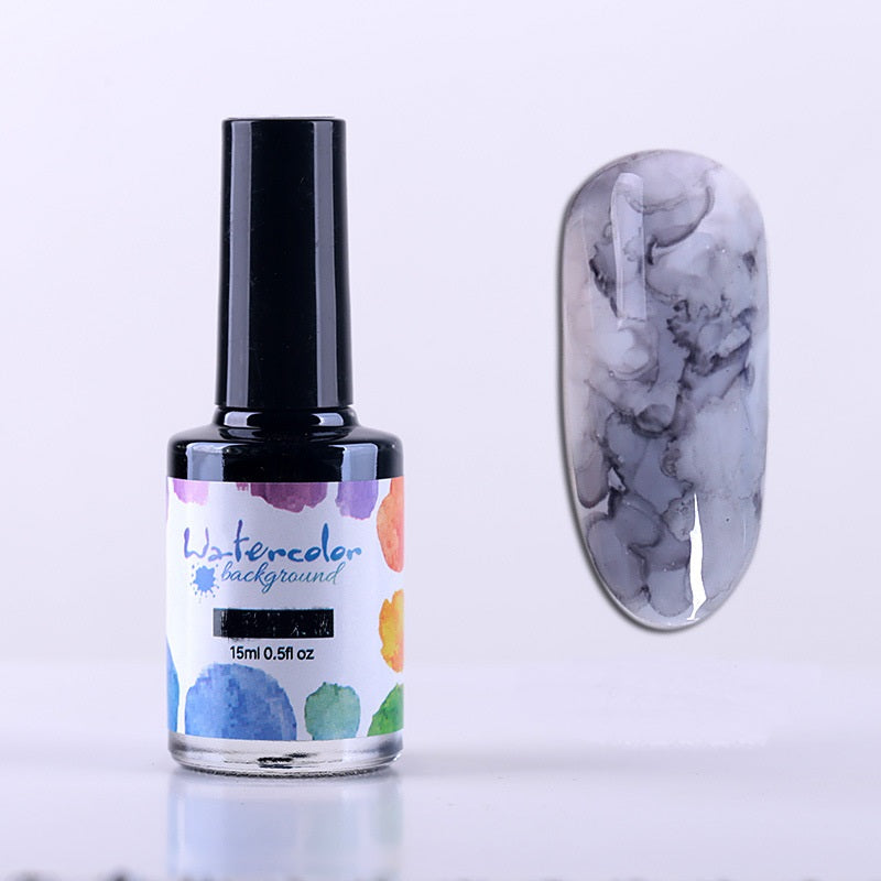 Watercolor Nail Polish Glue Ink Smoke Color Sands Blooming Liquid Bubble Marble Gradient Nail Art