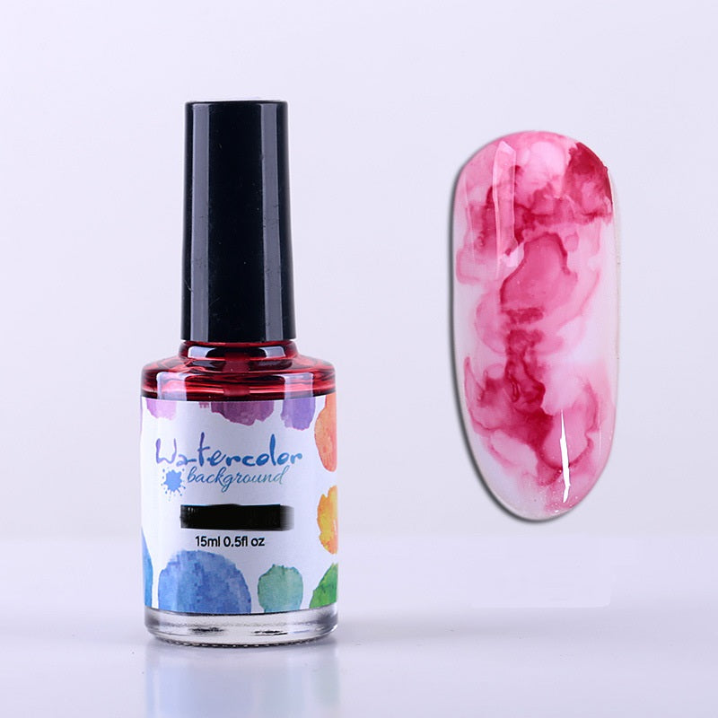 Watercolor Nail Polish Glue Ink Smoke Color Sands Blooming Liquid Bubble Marble Gradient Nail Art