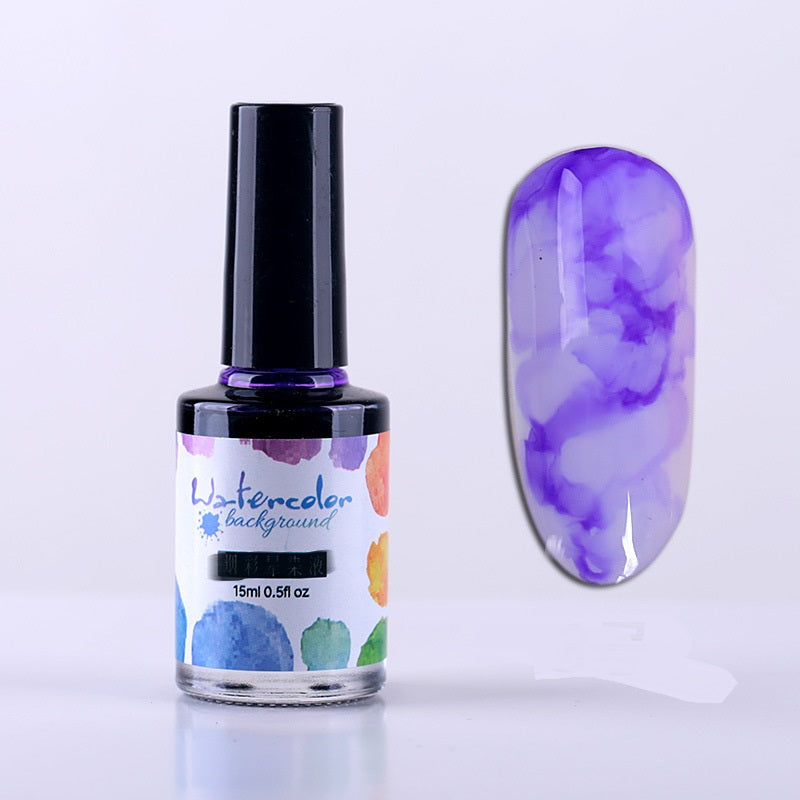 Watercolor Nail Polish Glue Ink Smoke Color Sands Blooming Liquid Bubble Marble Gradient Nail Art