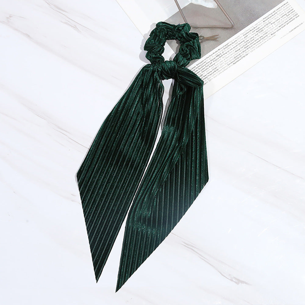 Corduroy Solid Color Long Streamer Hair Circle