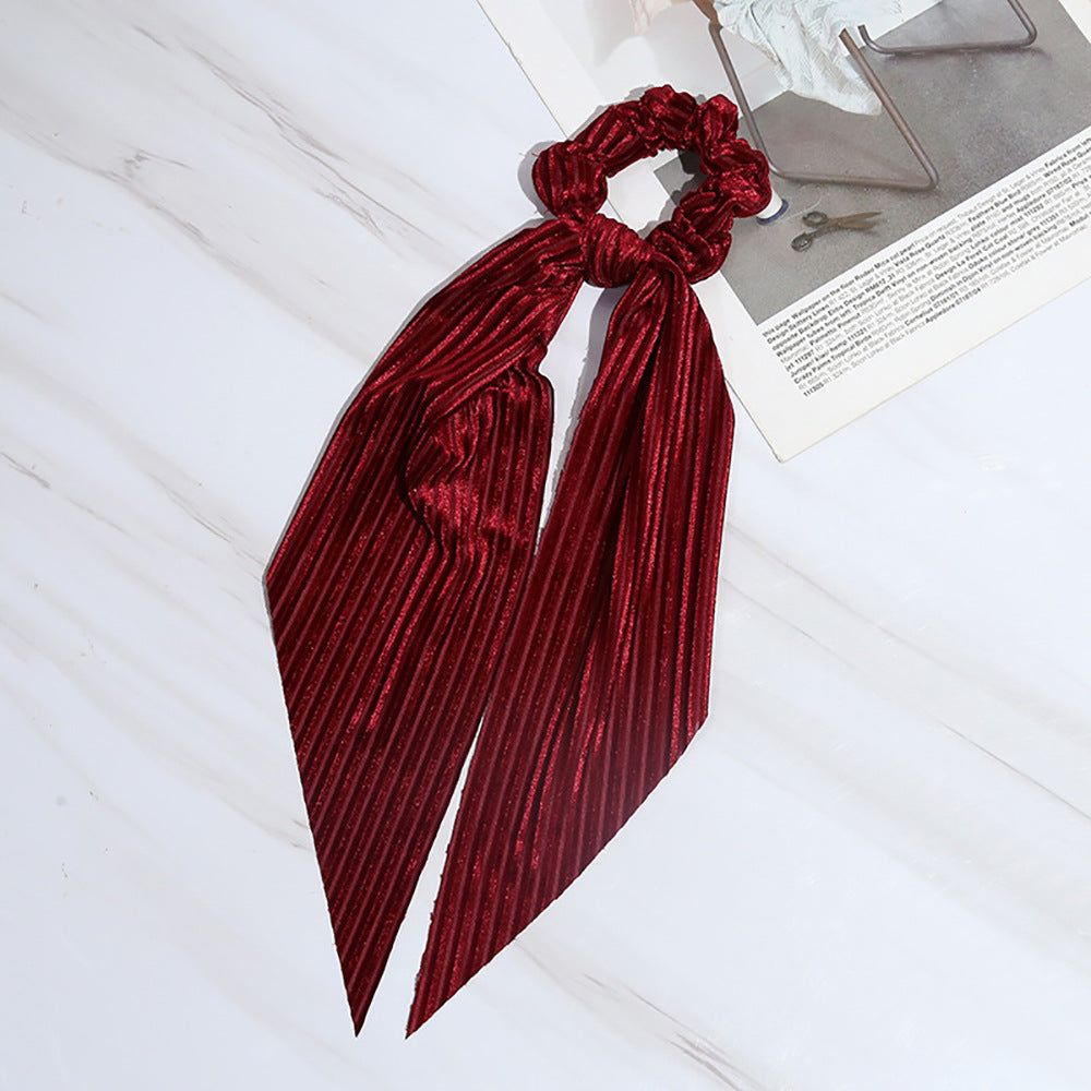 Corduroy Solid Color Long Streamer Hair Circle