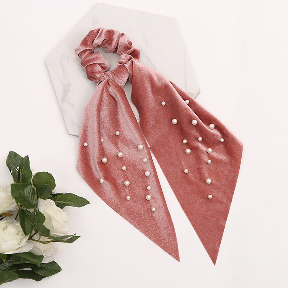 Fashion Cute Flannel Pearl Large Intestine Hair Tie