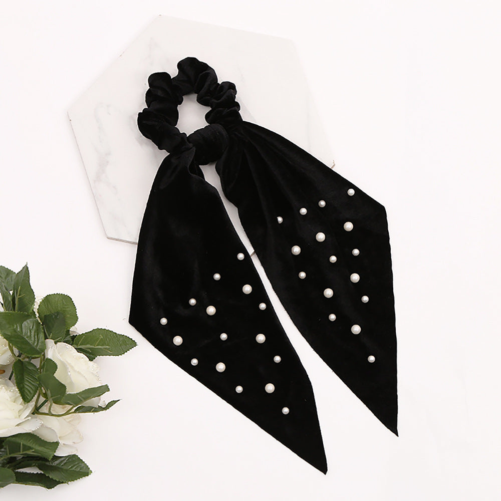 Fashion Cute Flannel Pearl Large Intestine Hair Tie