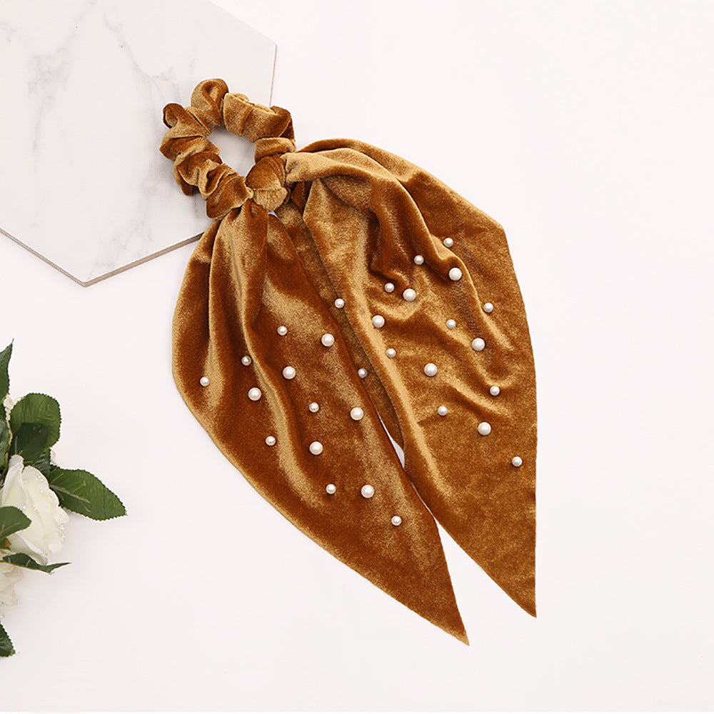 Fashion Cute Flannel Pearl Large Intestine Hair Tie