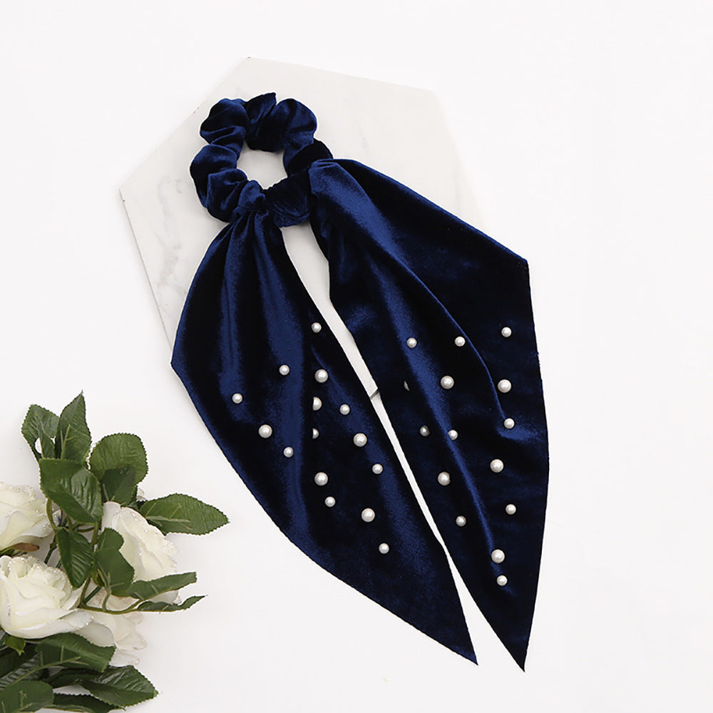 Fashion Cute Flannel Pearl Large Intestine Hair Tie
