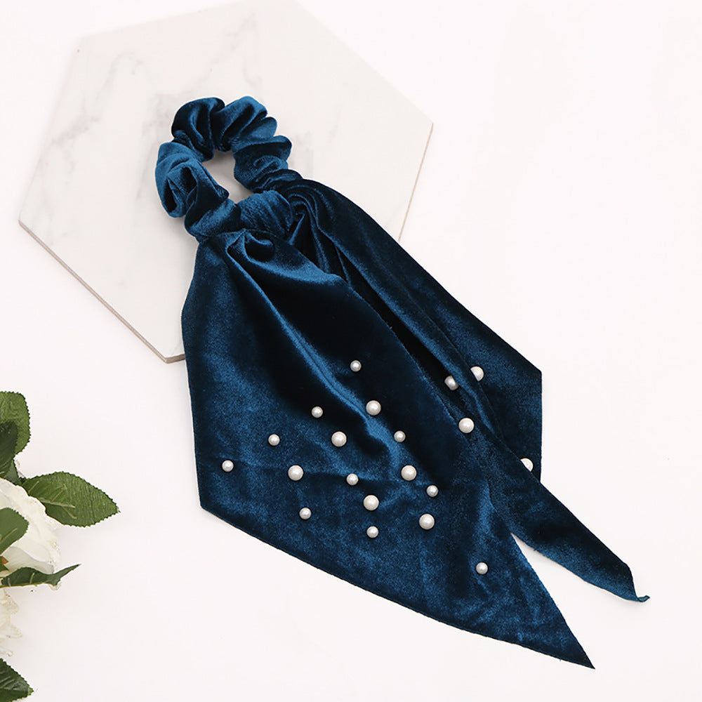 Fashion Cute Flannel Pearl Large Intestine Hair Tie