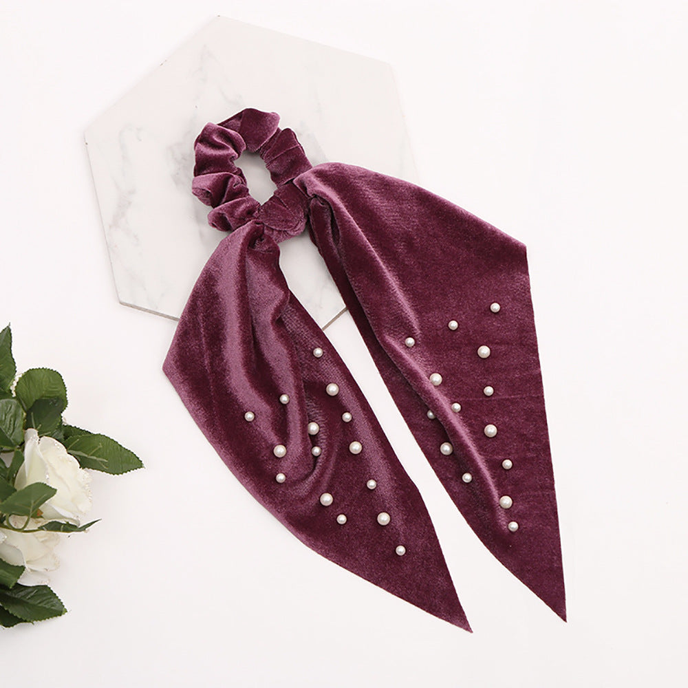 Fashion Cute Flannel Pearl Large Intestine Hair Tie