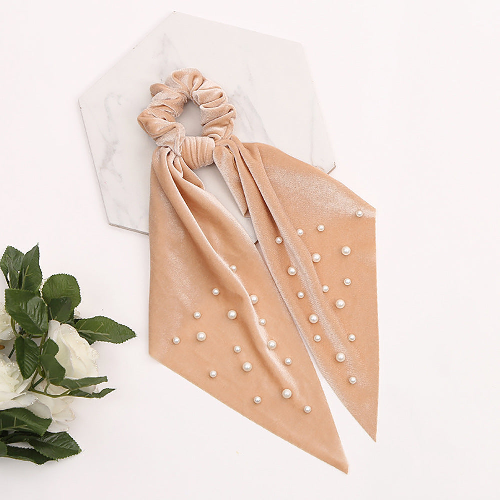 Fashion Cute Flannel Pearl Large Intestine Hair Tie