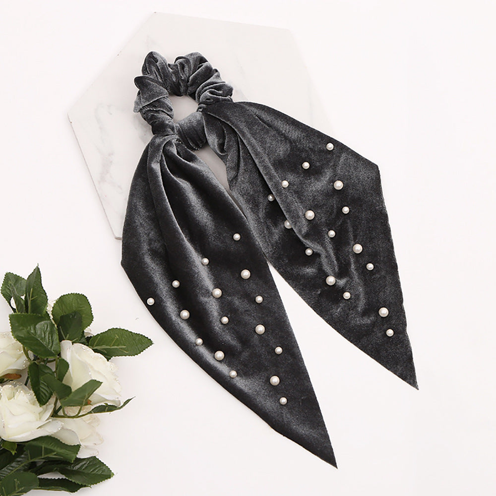 Fashion Cute Flannel Pearl Large Intestine Hair Tie