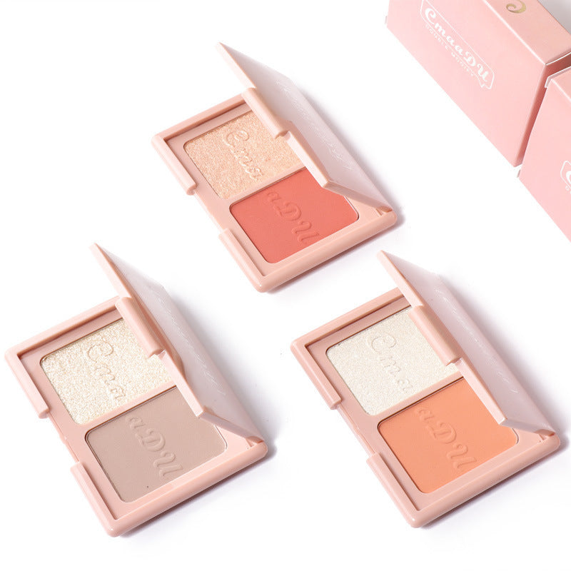 Cmaa Du Two-Tone Delicate Natural Blush Highlighter Powder Repairing Palette