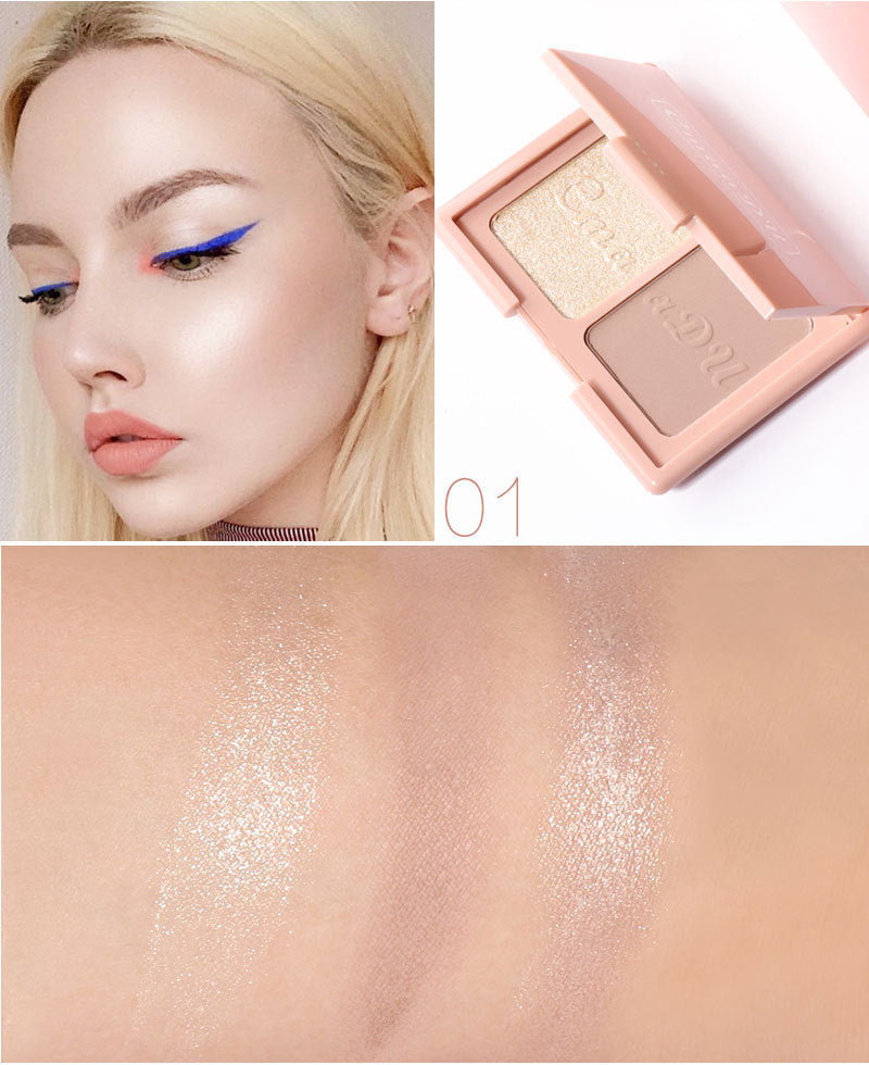 Cmaa Du Two-Tone Delicate Natural Blush Highlighter Powder Repairing Palette