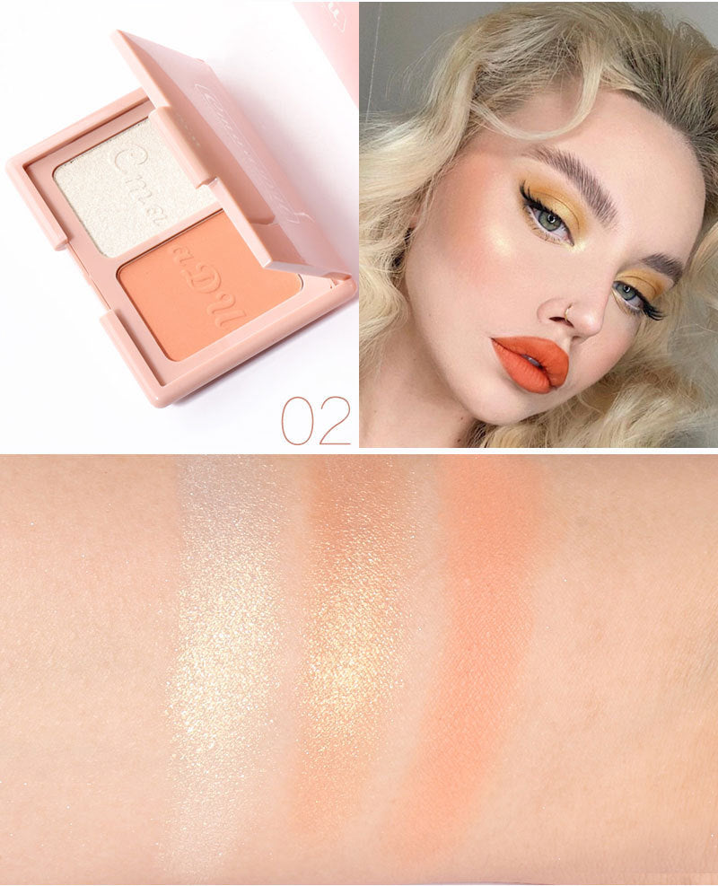 Cmaa Du Two-Tone Delicate Natural Blush Highlighter Powder Repairing Palette