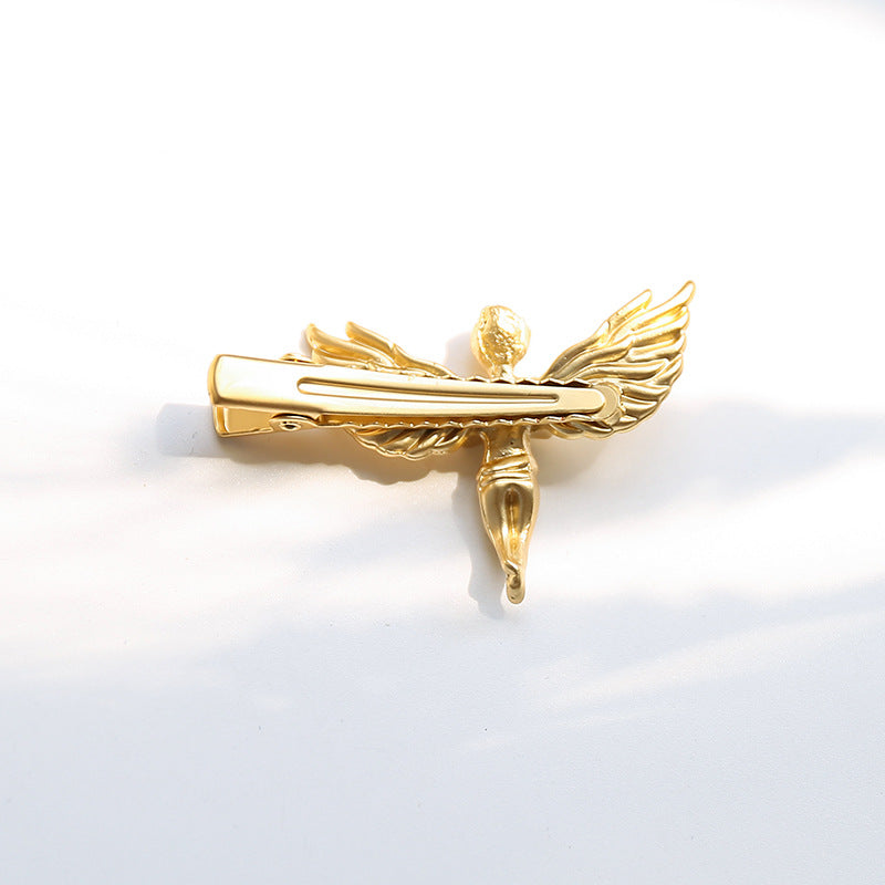Temperament Metal Hairpin Female Gold And Silver Little Angel Side Clip With Bangs Hairpin