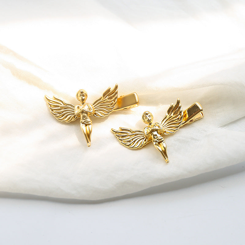 Temperament Metal Hairpin Female Gold And Silver Little Angel Side Clip With Bangs Hairpin