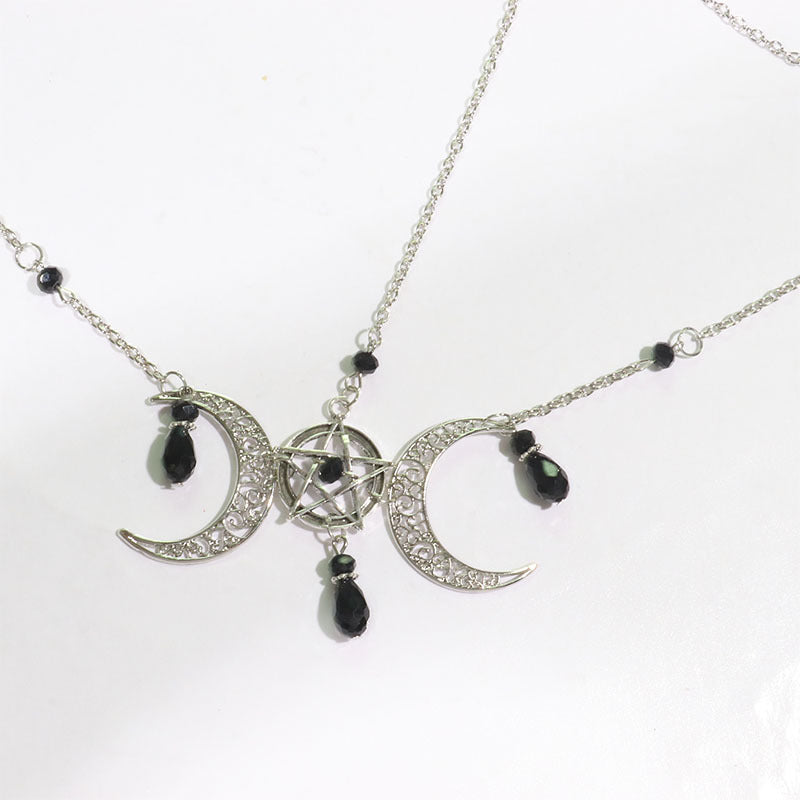 Posey Pentagram Head Chain Moon Natural Stone Hair Chain