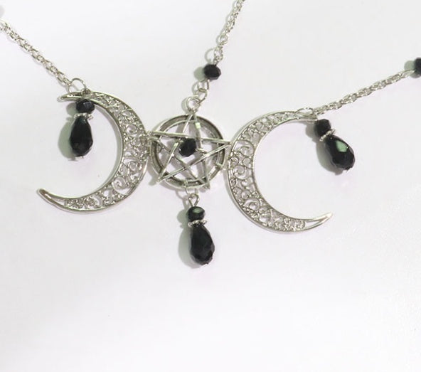 Posey Pentagram Head Chain Moon Natural Stone Hair Chain