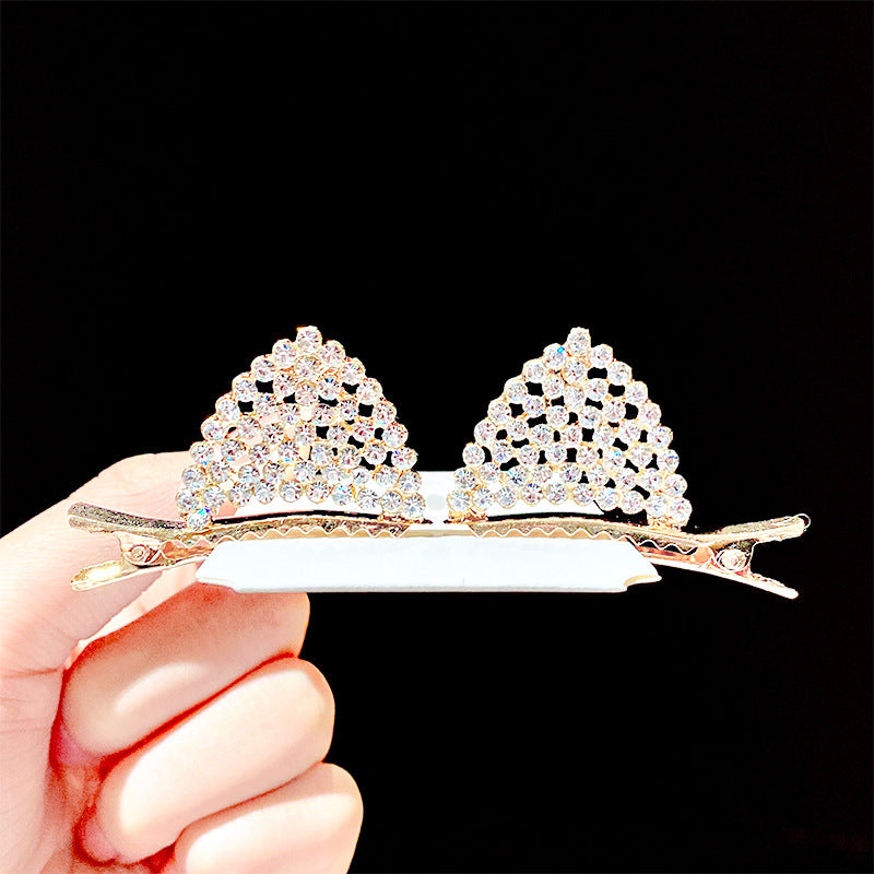 Sweet Women Rhinestone Hairpin Cute Cats
