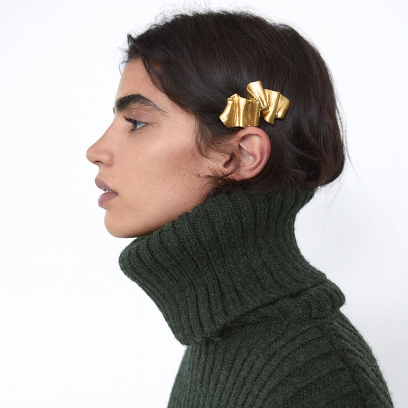 retro pleated metal hairpin
