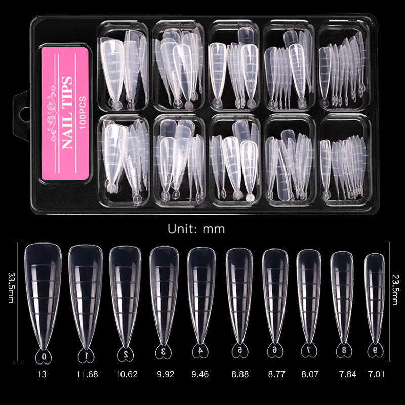 Nail Tips Art Sheets Ultra-thin Non-marking Water Drop Pointed Ballet Coffin Trapezoid  Sheets 100 Pieces Box  Sheets with Scale