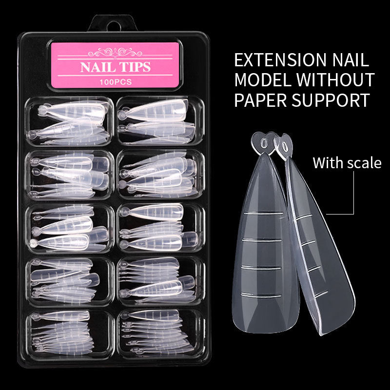 Nail Tips Art Sheets Ultra-thin Non-marking Water Drop Pointed Ballet Coffin Trapezoid  Sheets 100 Pieces Box  Sheets with Scale