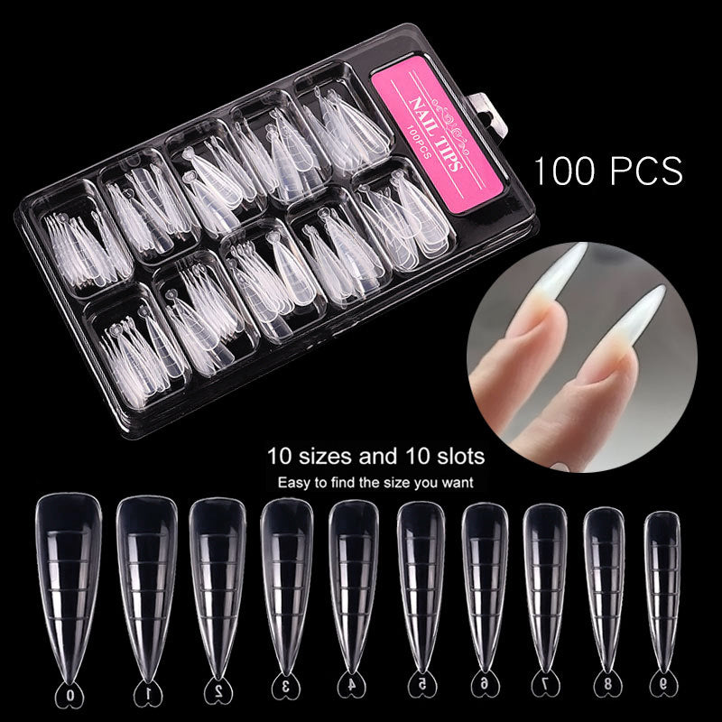 Nail Tips Art Sheets Ultra-thin Non-marking Water Drop Pointed Ballet Coffin Trapezoid  Sheets 100 Pieces Box  Sheets with Scale