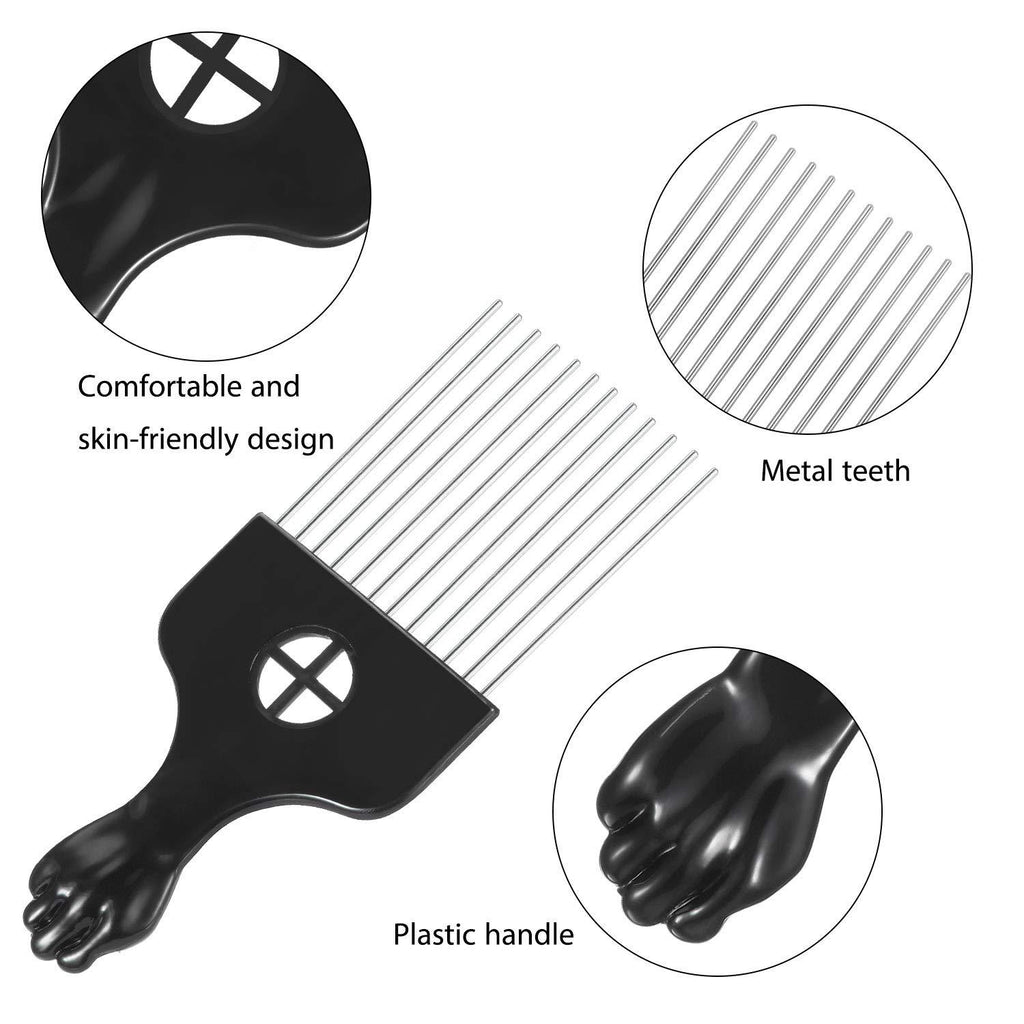 Wide Tooth Comb Black ABS Steel Pin Insertion Comb