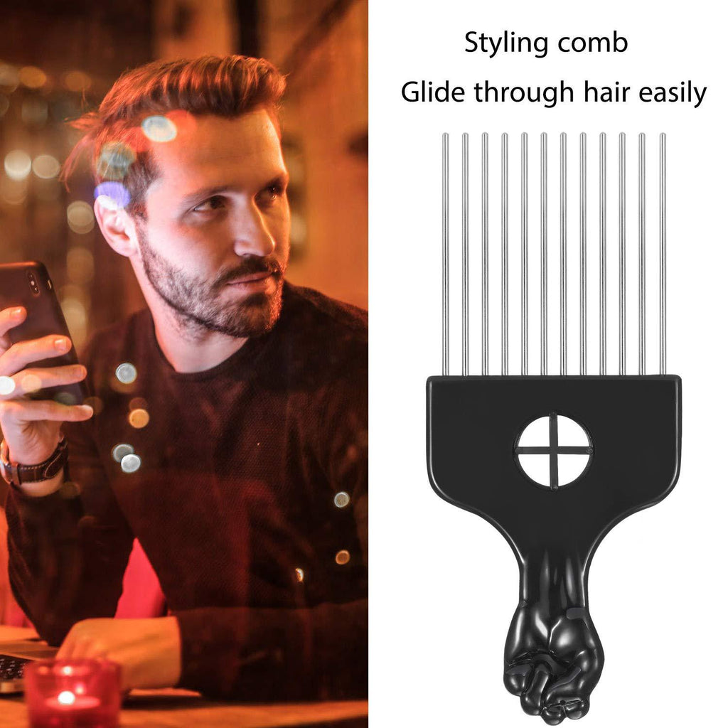 Wide Tooth Comb Black ABS Steel Pin Insertion Comb