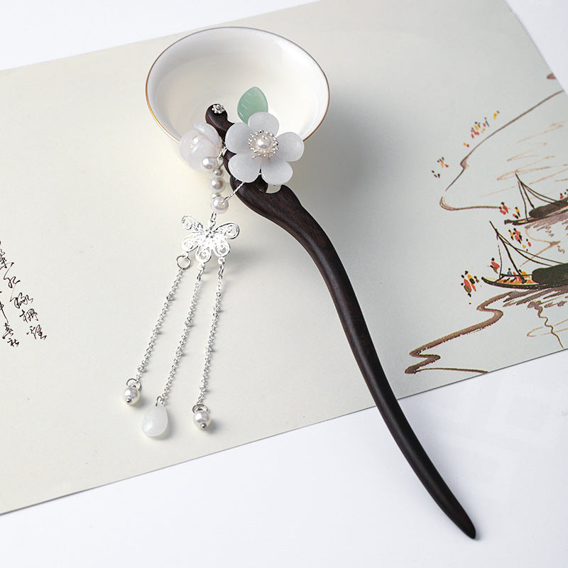 Antique Hair Ornaments Small Fresh Retro Wood Hairpin Classical Court Step Shake Chinese Style Hanfu