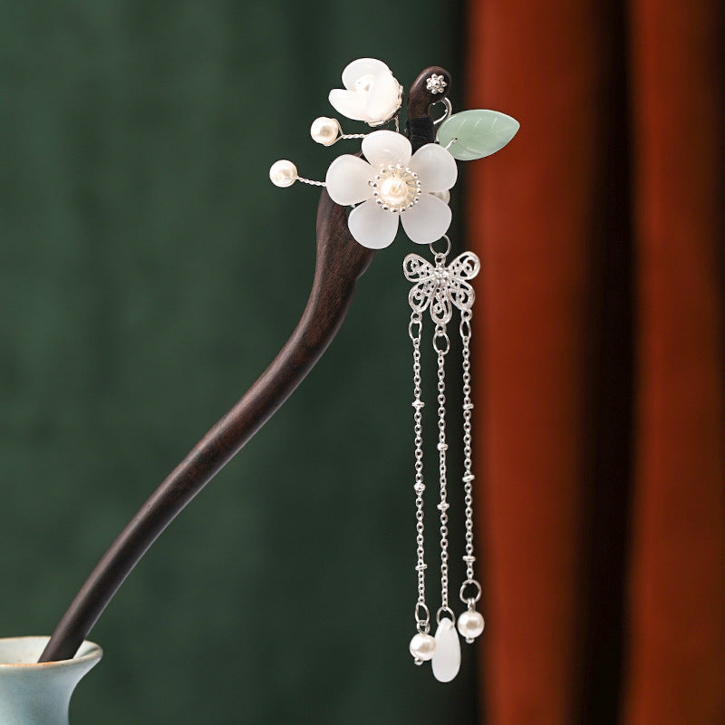 Antique Hair Ornaments Small Fresh Retro Wood Hairpin Classical Court Step Shake Chinese Style Hanfu