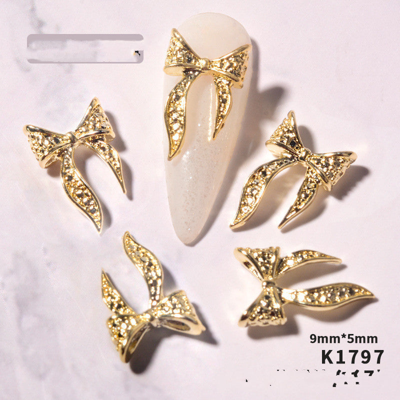 20pcs Gold Silver Alloy Bow Nail Art Decorations