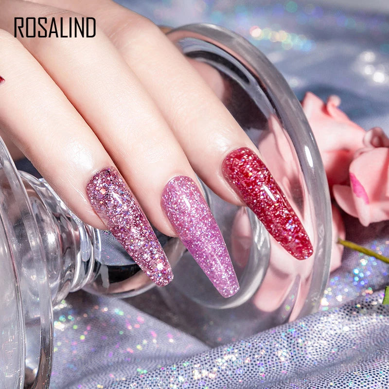 Rosalind Glitter Poly Nail Gel Extension 15ml Gel Polish All For Manicure Poly Builder Gel Semi Permanent Soak Off Nail Art