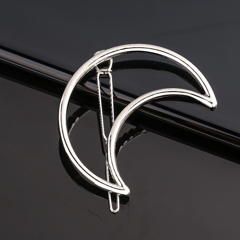 Creative Metal Frog Clip Triangle Moon Hairpin