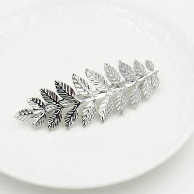 Electroplated Women's Metal Leaf Top Clip Feather Headwear