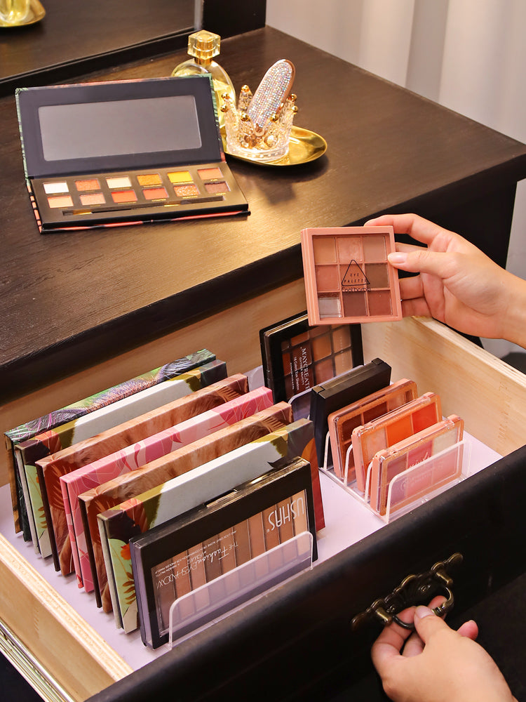 Ushas Eyeshadow Tray Storage Box Powder Cake Drawer Compartment Transparent Plastic Desktop Makeup Blush Cosmetics Storage Shelf