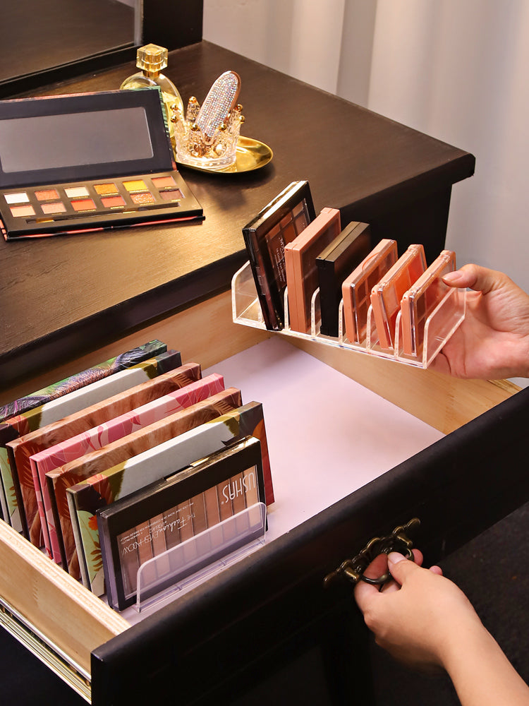 Ushas Eyeshadow Tray Storage Box Powder Cake Drawer Compartment Transparent Plastic Desktop Makeup Blush Cosmetics Storage Shelf