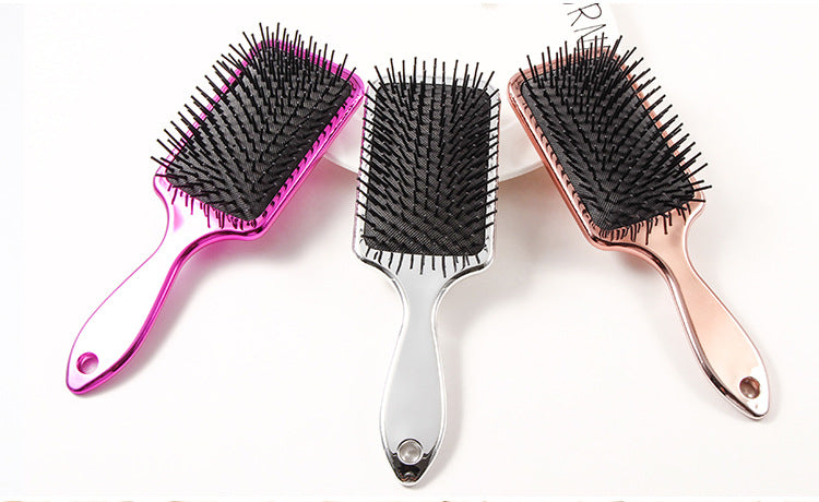 Electroplating Airbag Massage Comb Anti-Knotting Simple Multi-Color Optional Plastic Large Plate Comb