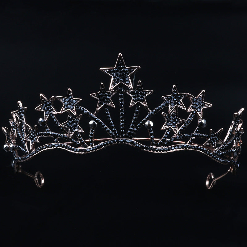 Black Crown Queen Big Crown Bridal Wedding Headdress Amazon Exaggerated Star Headband