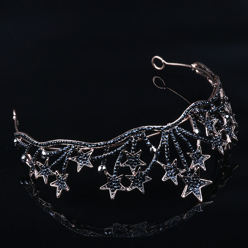 Black Crown Queen Big Crown Bridal Wedding Headdress Amazon Exaggerated Star Headband