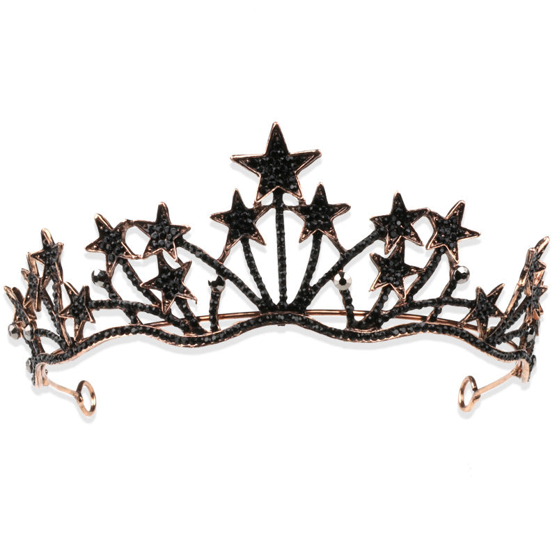 Black Crown Queen Big Crown Bridal Wedding Headdress Amazon Exaggerated Star Headband