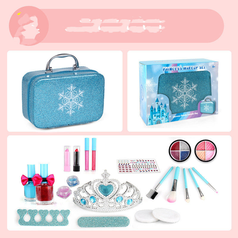 Cross-Border Children'S Cosmetics Toy Princess Girl Play House Makeup Eye Shadow Nail Polish Crown Makeup Box Set