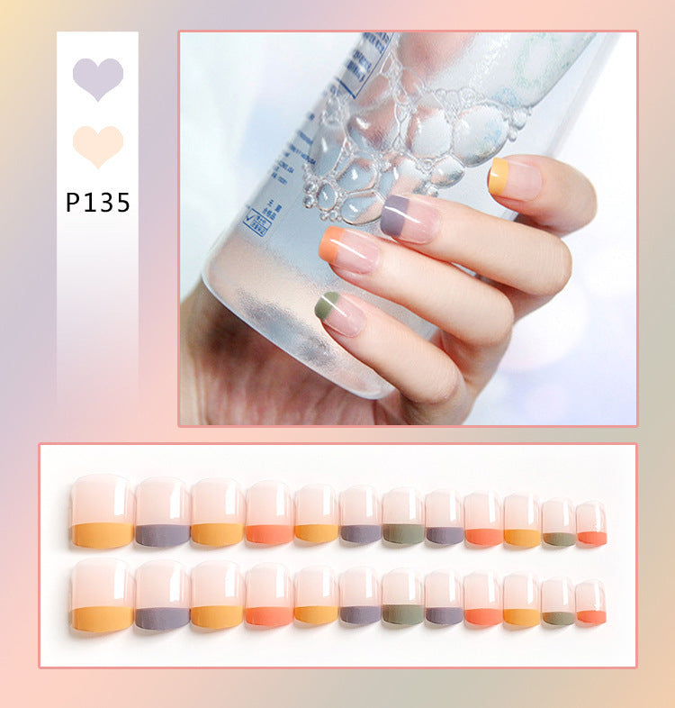 Net Red False Nail Sticking Wearing Nail Finished Nail Piece Love Peach Heart Nail Patch Removable Nail Patch N12